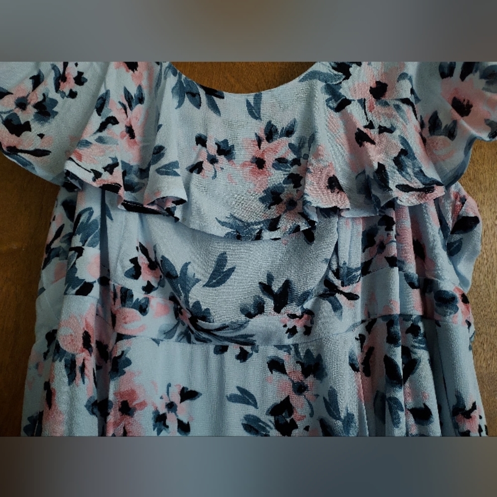 torrid Light Blue Floral Ruffle Dress - Picture 2 of 13